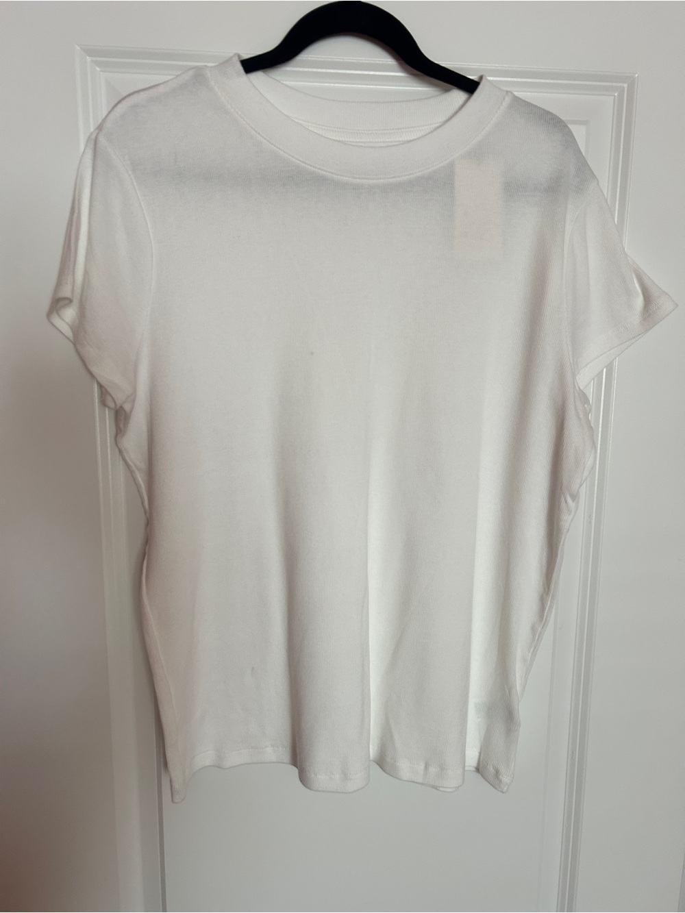 a new day White Short Sleeve Crewneck Ribbed Tee